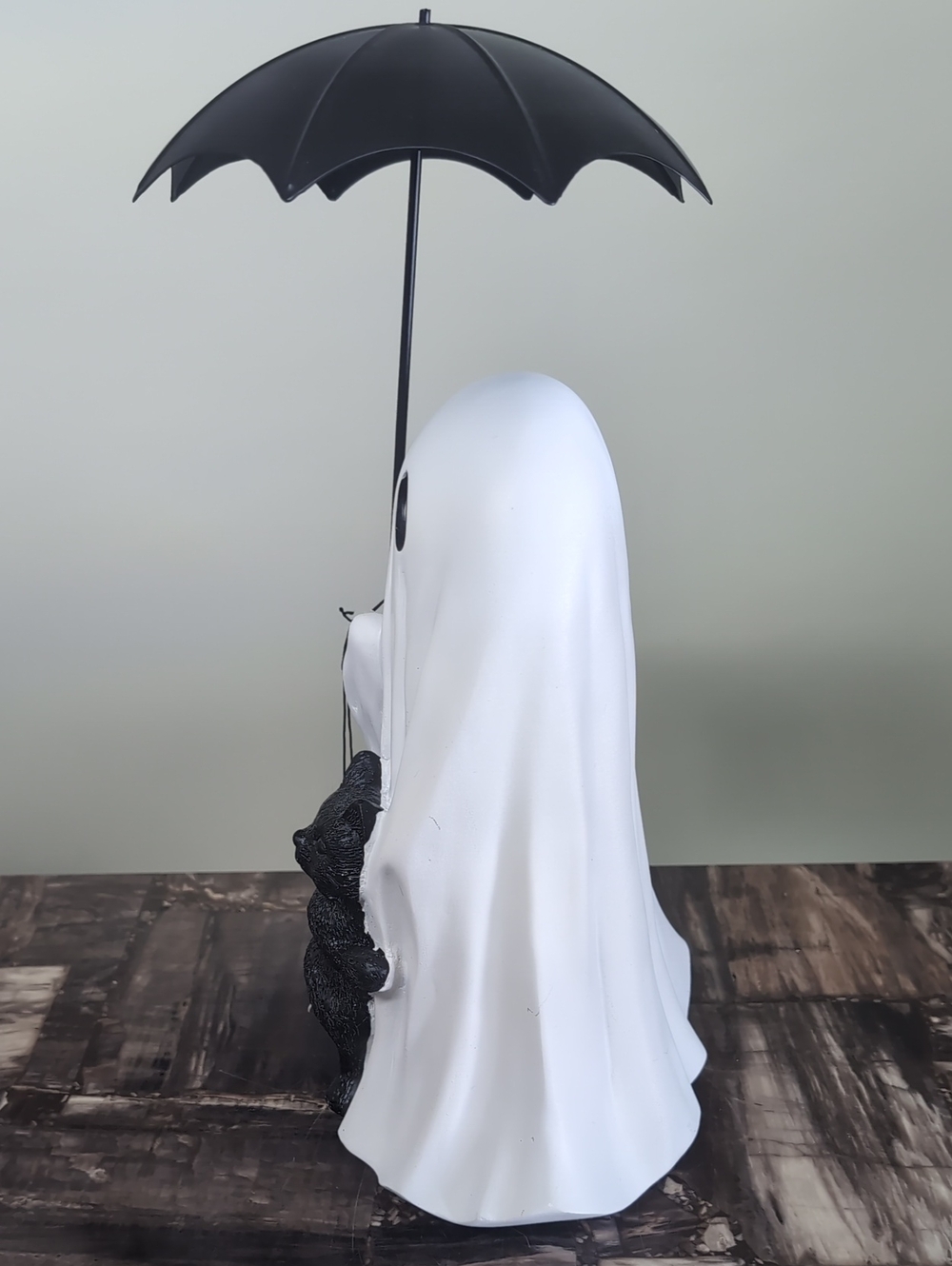 Goblin & Ghoul 13" Ghost with Black Cat & Umbrella Medium Tabletop Decor 👻 - Picture 7 of 9